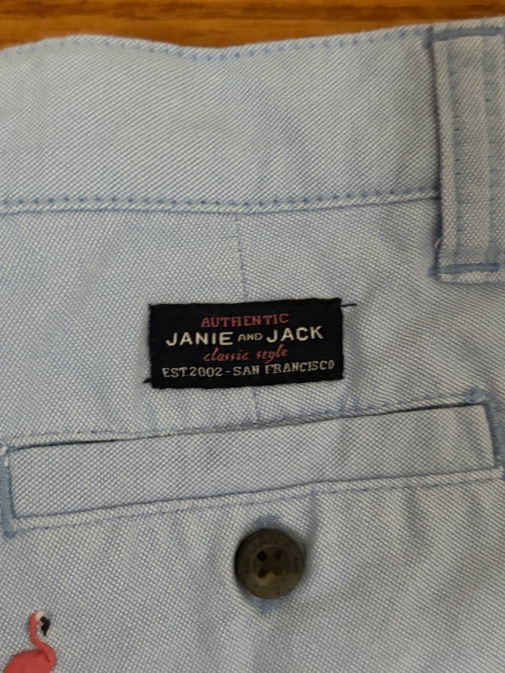 Janie and Jack Flamingo Oxford Short in Powder Blue - Picture 5 of 5